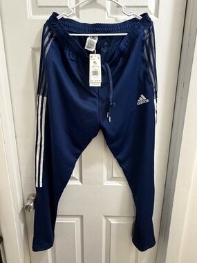 adidas Navy Blue Joggers with White Three-Stripes